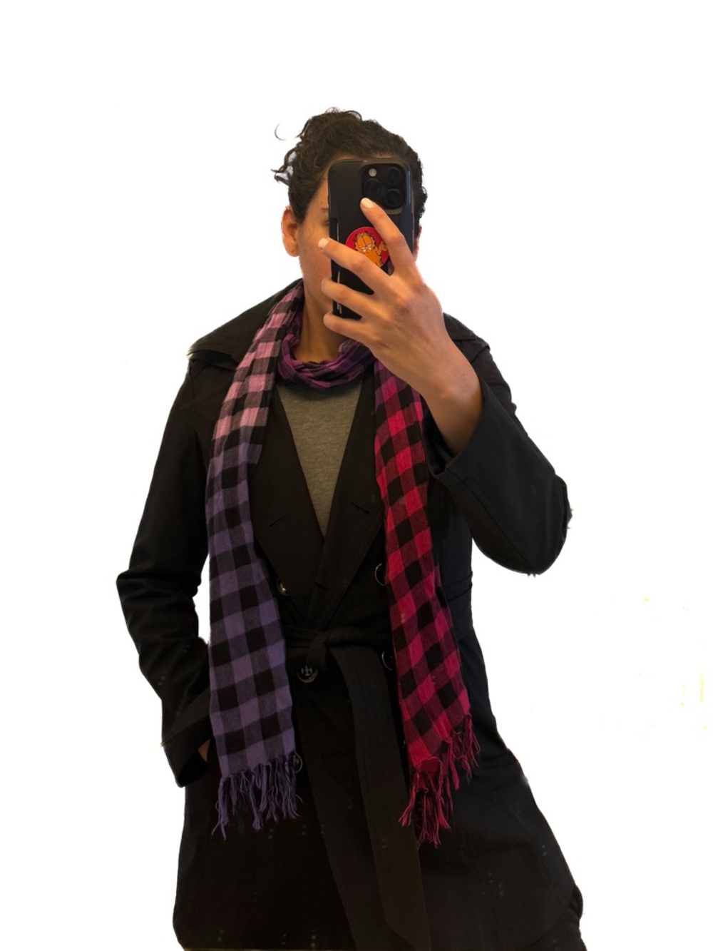 Plaid Ombre Lightweight Scarf - Purple to Raspberry